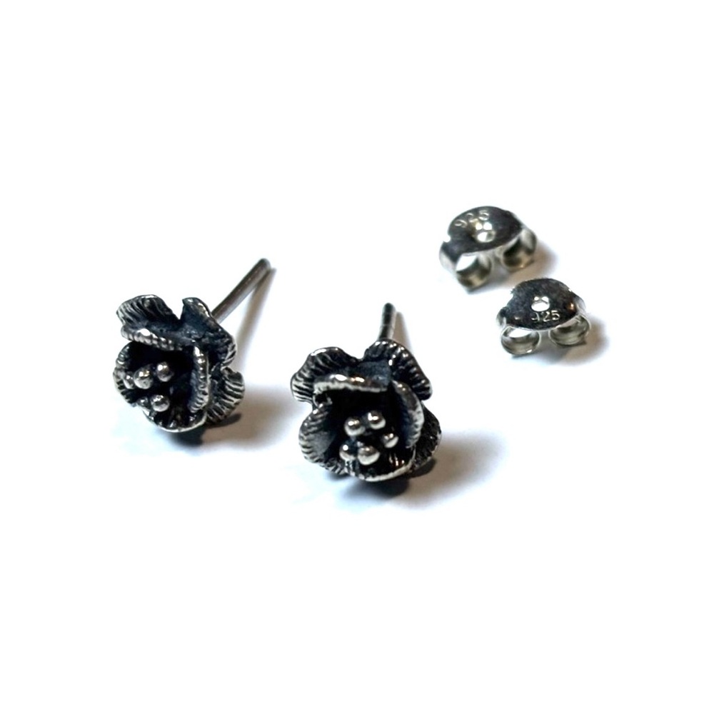 Petite Roses Studs Marked 925 Sterling Silver, Women’s Earrings, Gift for Wife
